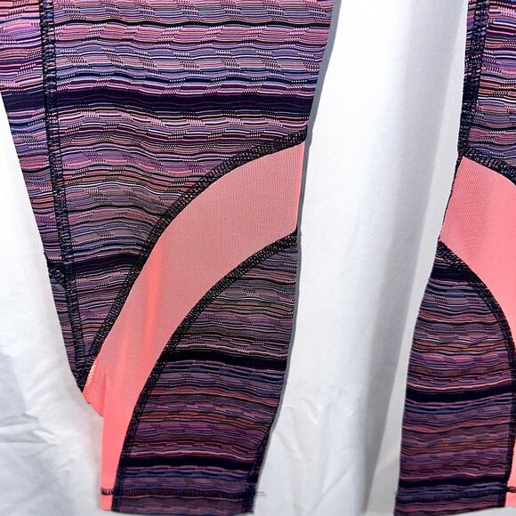Lululemon Women's Size 10 Multicolor Coral Zipper Pocket Striped Ankle Leggings - Picture 2 of 9